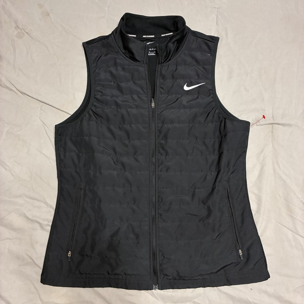 Nike Therma Fit Running Vest Large Black Full Zip Lightweight Athletic Training